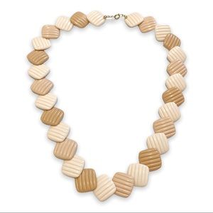 Vintage Nude & White Square Thermoset Necklace